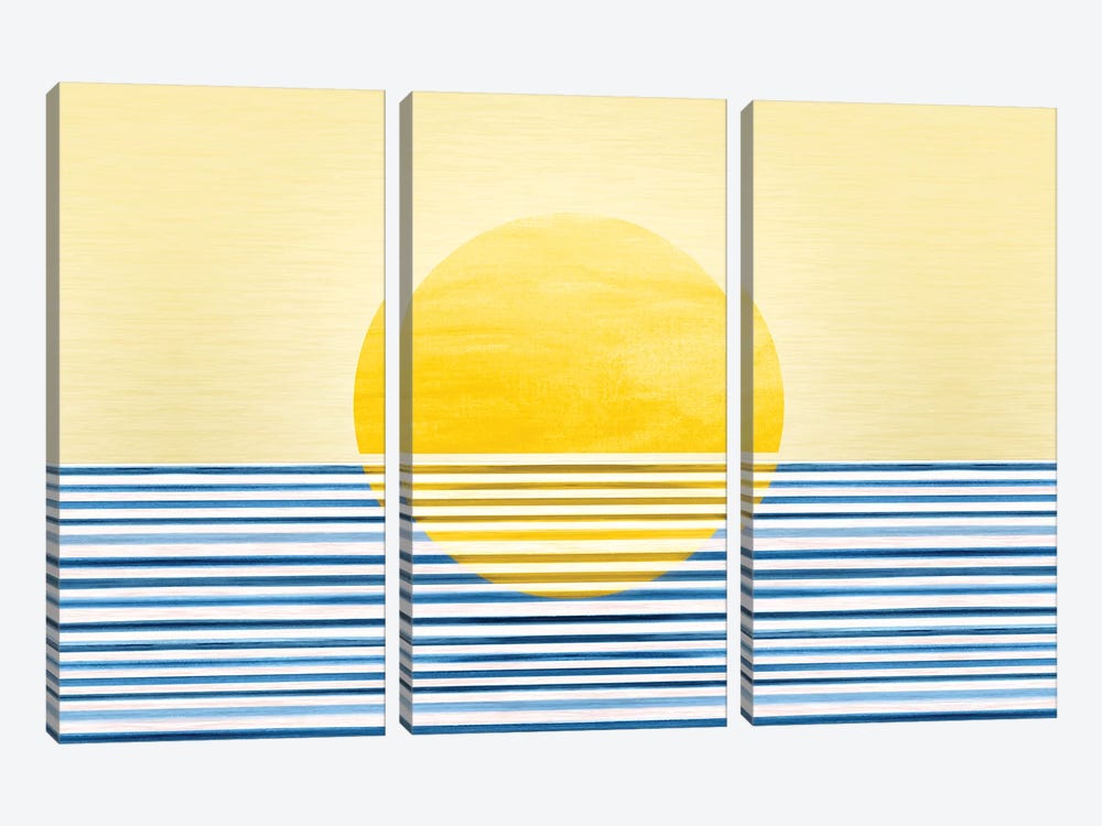 Abstract Sunset II by Modern Tropical 3-piece Canvas Wall Art