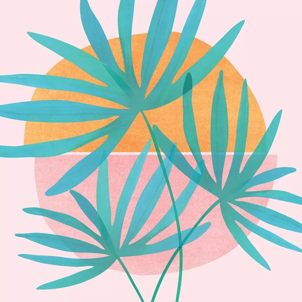Tropical Leaves: Retro Sunset Fan Palms by Modern Tropical