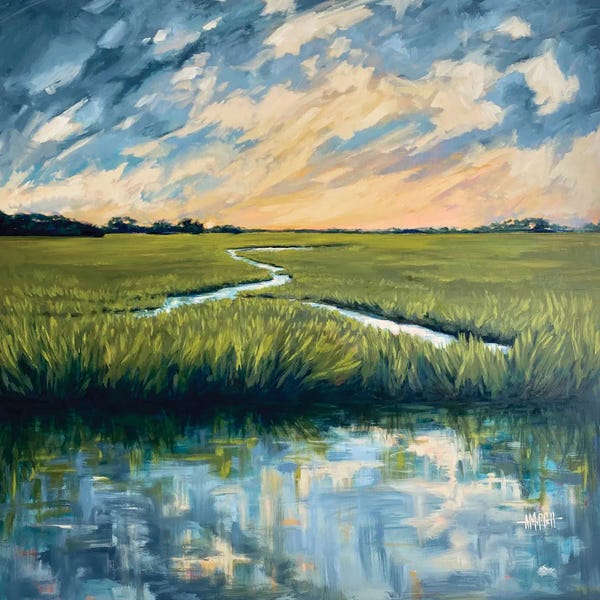 Marshes & Swamps: Dusk On The Marsh by April Moffatt