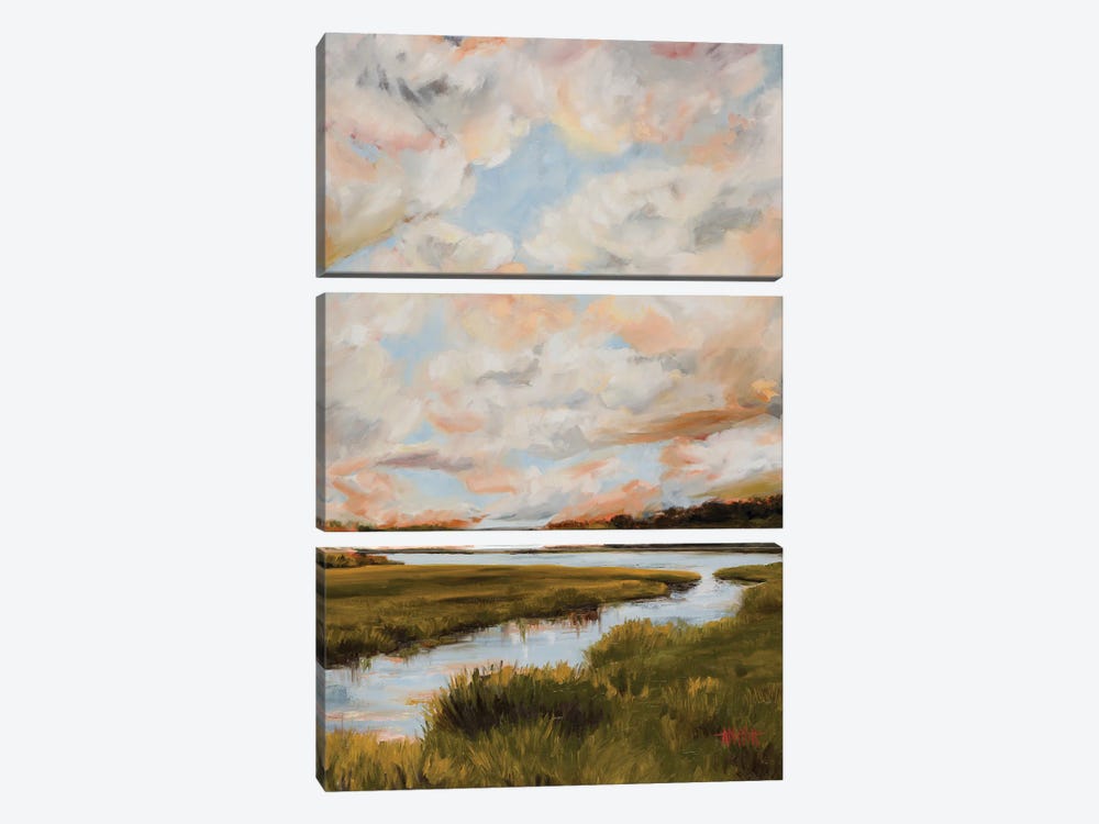 Warm Clouds Over The Marsh by April Moffatt 3-piece Canvas Wall Art