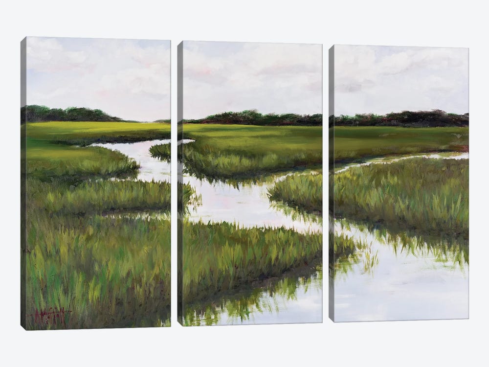 Green Summer Marsh by April Moffatt 3-piece Canvas Artwork