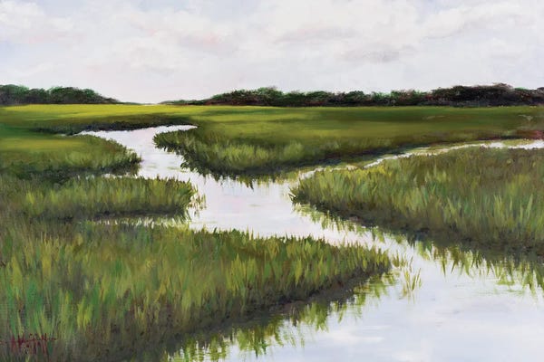 Contemporary Fine Art: Green Summer Marsh by April Moffatt