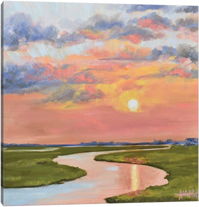 Glassy Waters On The Marsh Canvas Art Print - Marsh & Swamp Art