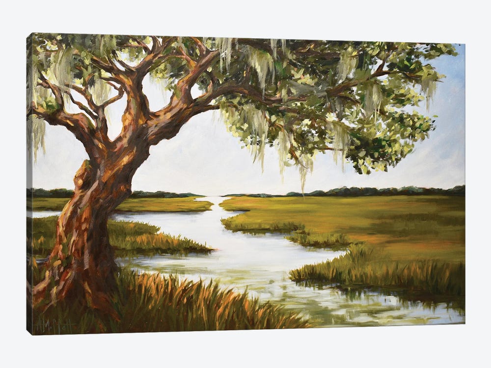 Oak Tree Over The Marsh by April Moffatt 1-piece Canvas Art