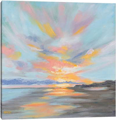 Pastel Clouds At Folly Beach Canvas Art Print - Pastel Impressionism