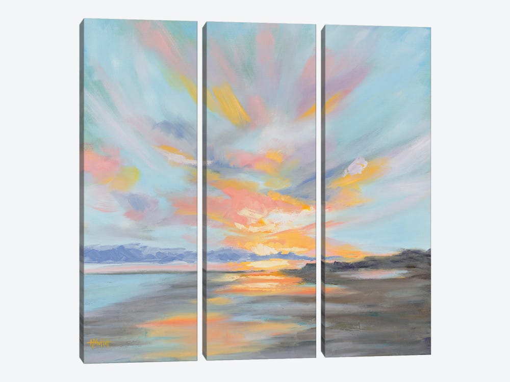 Pastel Clouds At Folly Beach by April Moffatt 3-piece Canvas Print