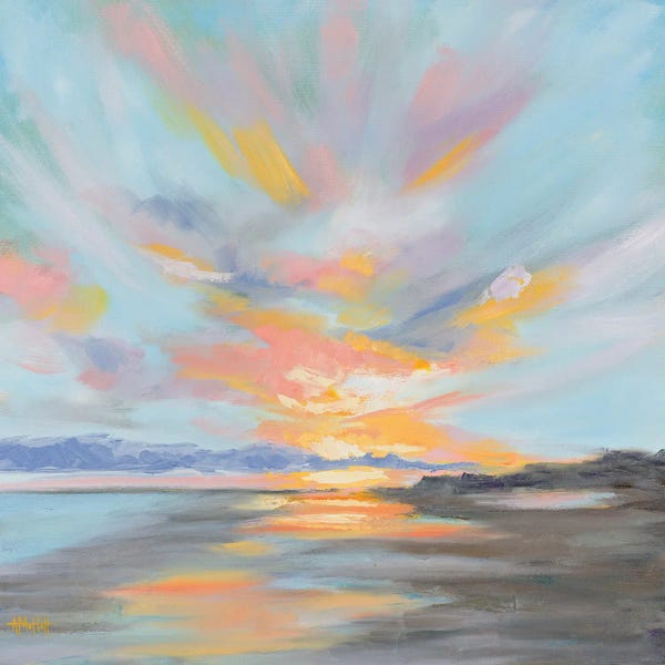 Large Coastal Art - Canvas Prints: Pastel Clouds At Folly Beach by April Moffatt