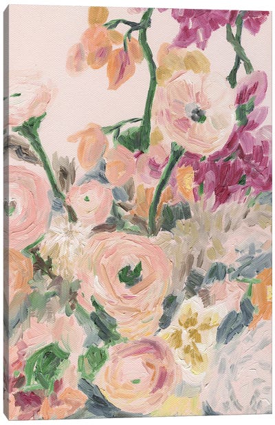 Peach Floral Canvas Art Print - April Moffatt