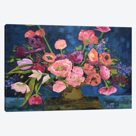 Poppies And Ranunculus Canvas Print #MTT33} by April Moffatt Canvas Print