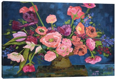 Poppies And Ranunculus Canvas Art Print - Ranunculus Art