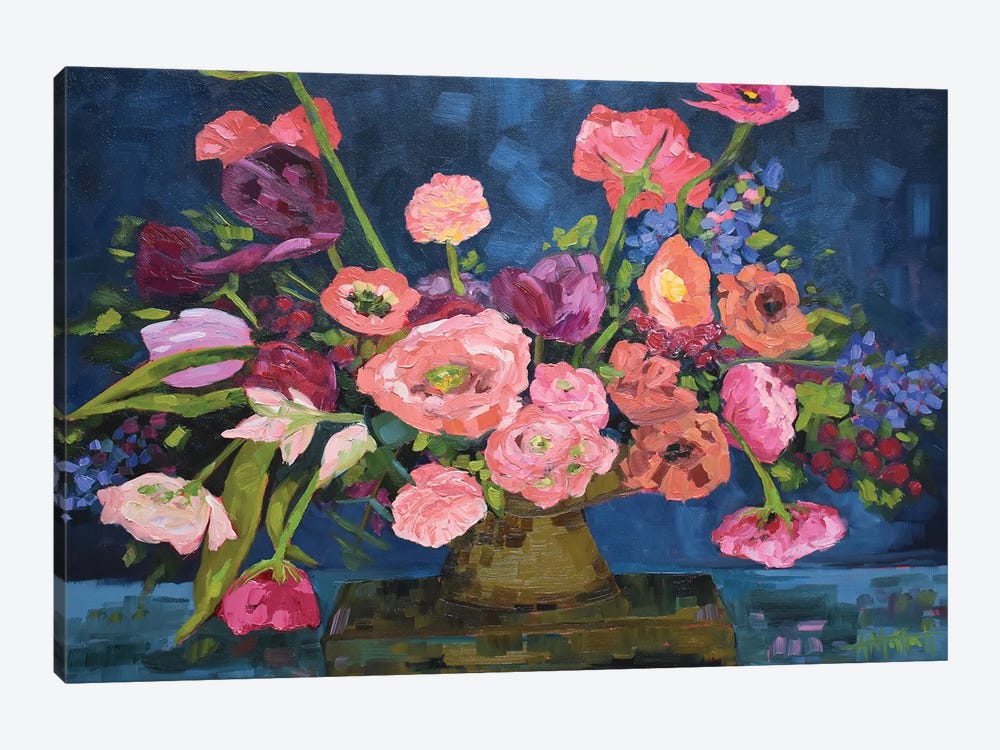 Poppies And Ranunculus by April Moffatt 1-piece Canvas Print