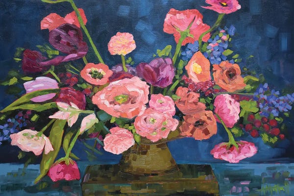 Ranunculi: Poppies And Ranunculus by April Moffatt