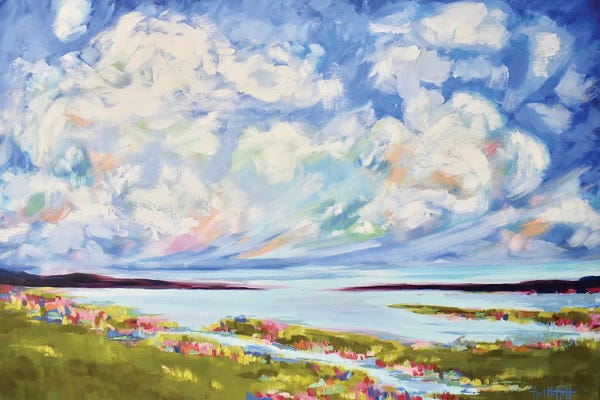 Pastel Impressionism: Big Spring Clouds Over The Marsh by April Moffatt
