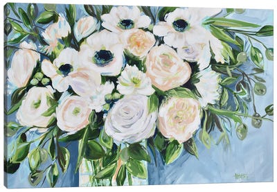 White Peonies And Poppies Canvas Art Print - April Moffatt