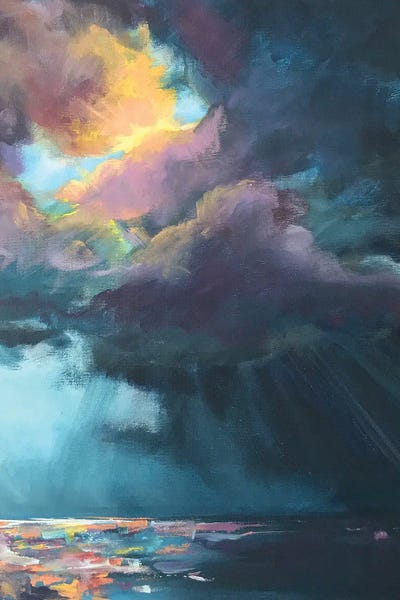 Teal Abstract Art: Through The Storm by April Moffatt