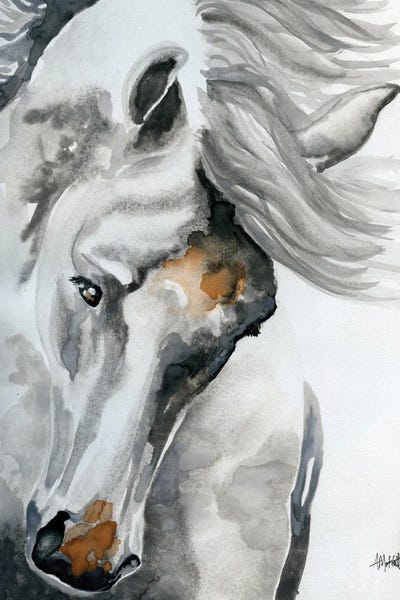 White Horse Tossing His Head by April Moffatt framed wall art