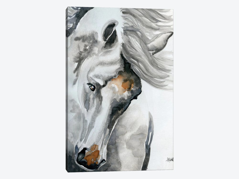 White Horse Tossing His Head by April Moffatt 1-piece Canvas Art Print