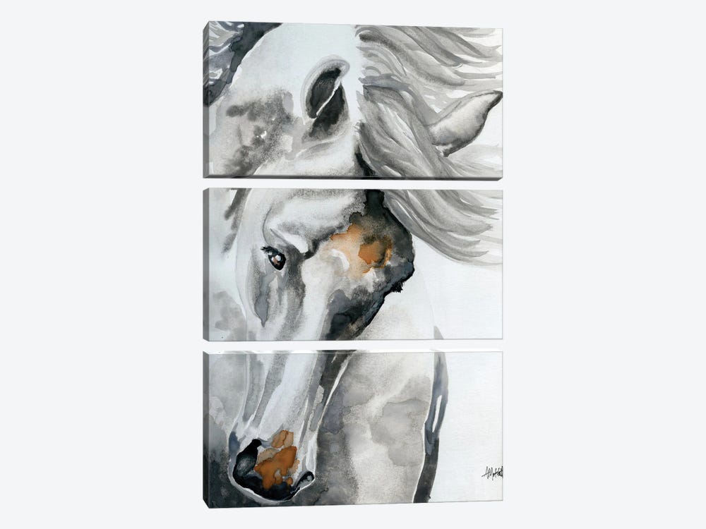 White Horse Tossing His Head by April Moffatt 3-piece Art Print