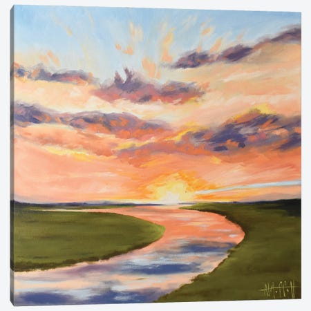 Good Morning Sunrise Over The Marsh Canvas Print #MTT47} by April Moffatt Art Print
