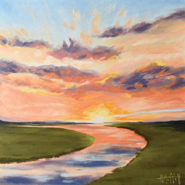 Pastel Impressionism: Good Morning Sunrise Over The Marsh by April Moffatt