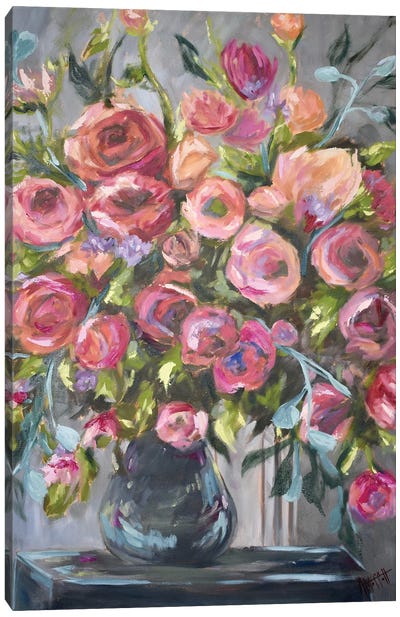 Abundant Floral Pink Canvas Art Print - April Moffatt