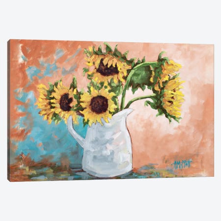 Sunflowers In A Farmhouse Pitcher Canvas Print #MTT51} by April Moffatt Canvas Art Print
