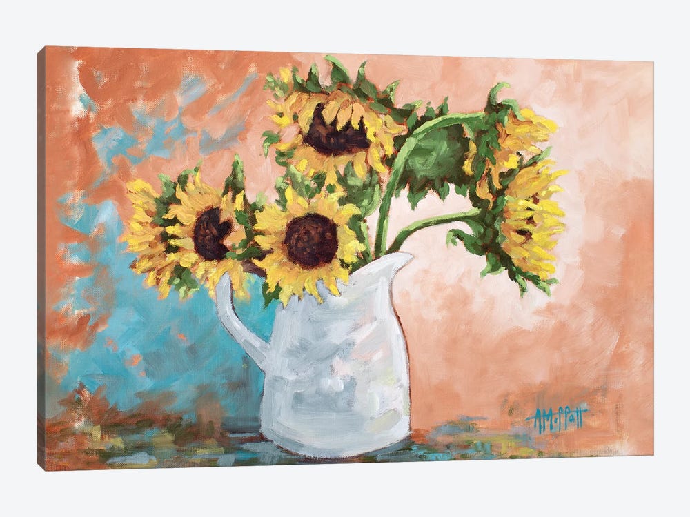 Sunflowers In A Farmhouse Pitcher by April Moffatt 1-piece Canvas Print