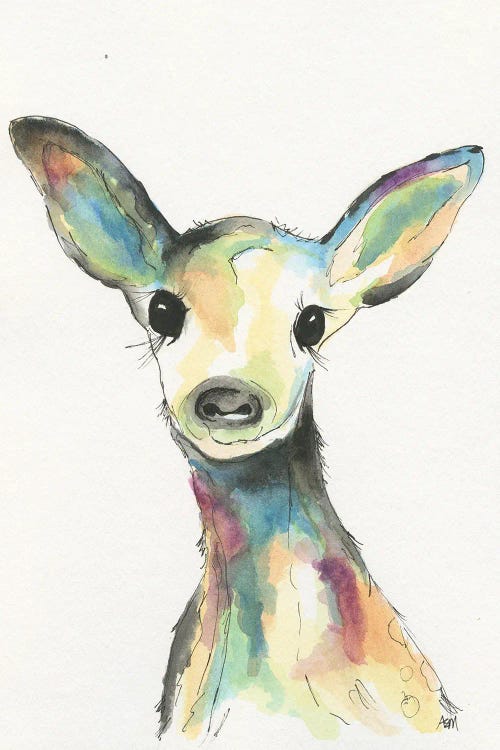Watercolor Baby Deer Nursery by April Moffatt wall art