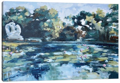 Lily Pond At Brookgreen Gardens Canvas Art Print - Water Lilies Collection