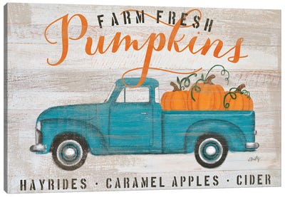 Blue Truck Pumpkin Patch     Canvas Art Print