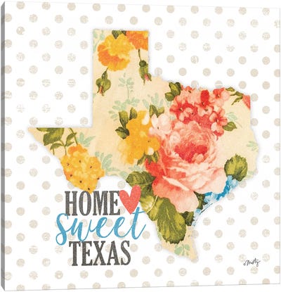 Home Sweet Texas Floral Canvas Art Print