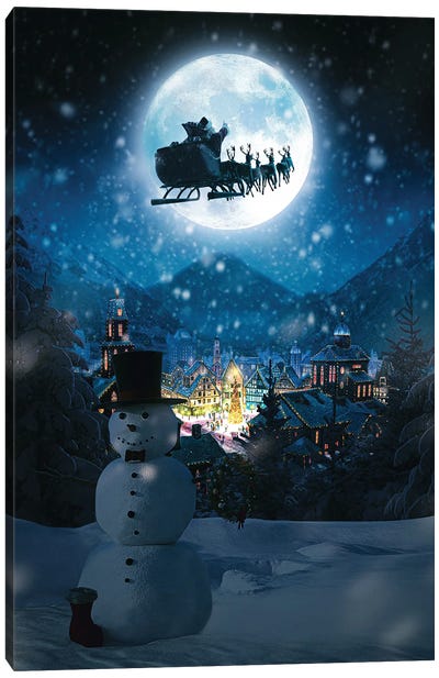 Santa Claus Canvas Art Print - Snowman Art
