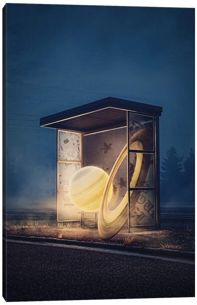 Bus Stop Saturn Canvas Art Print - Karabanka