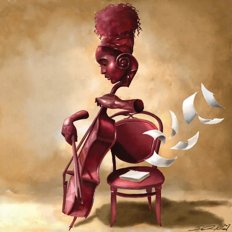 The Solo Cellist by Salaam Muhammad wall art