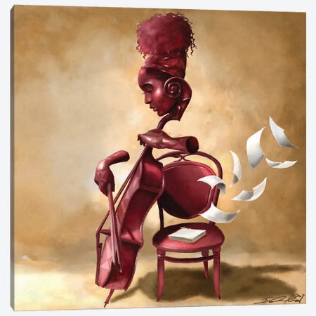 The Solo Cellist Canvas Print #MUH13} by Salaam Muhammad Canvas Wall Art