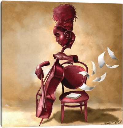 The Solo Cellist Canvas Art Print - #BlackGirlMagic