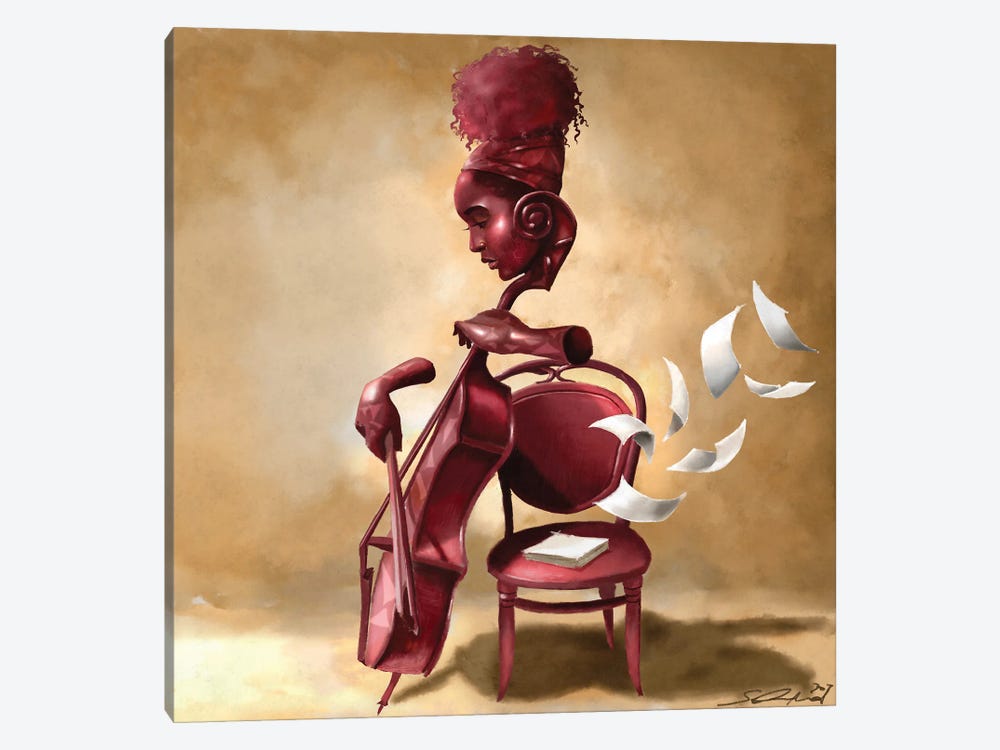 The Solo Cellist by Salaam Muhammad 1-piece Canvas Artwork