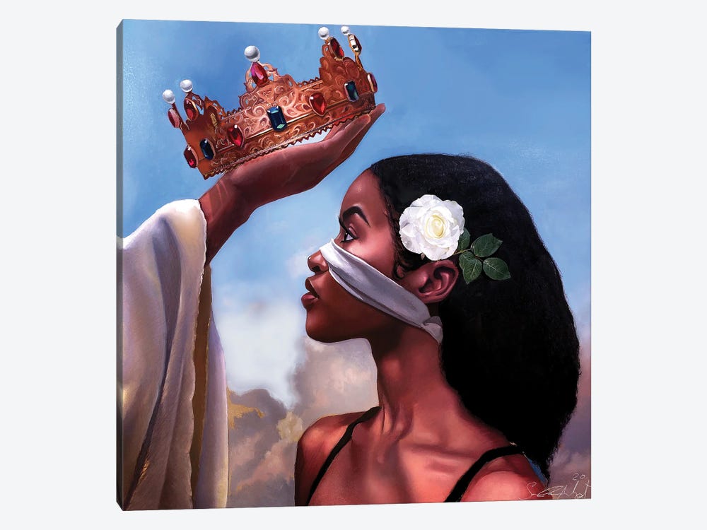 Crown Me Lord – Woman by Salaam Muhammad 1-piece Canvas Art