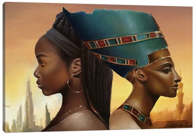 Past And Future Queens Canvas Art Print - Afrofuturism