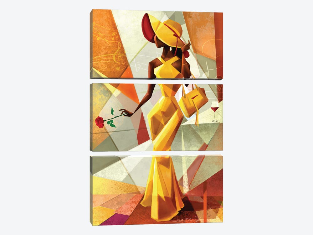 Night Out in Yellow by Salaam Muhammad 3-piece Art Print