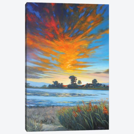 Sunset (Bolinas Lagoon) Canvas Print #MUK11} by Mansung Kang Art Print