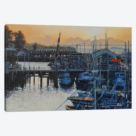 Sunset At The Pier Canvas Print #MUK13} by Mansung Kang Art Print