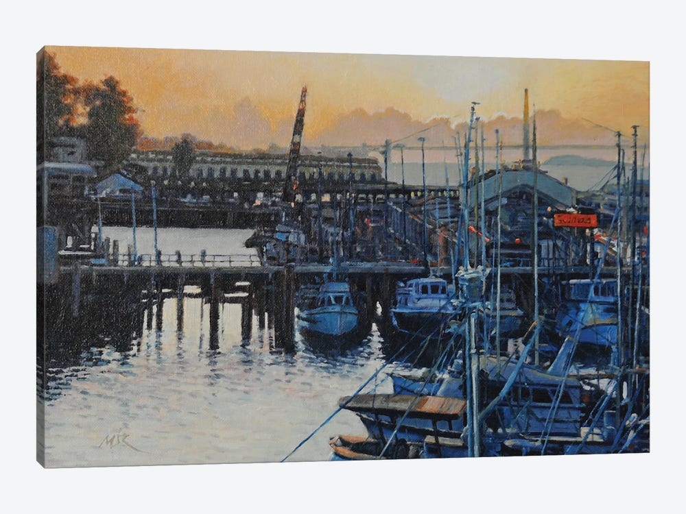 Sunset At The Pier by Mansung Kang 1-piece Canvas Artwork