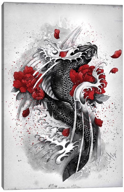 Black Koi Canvas Art Print - Koi Fish Art