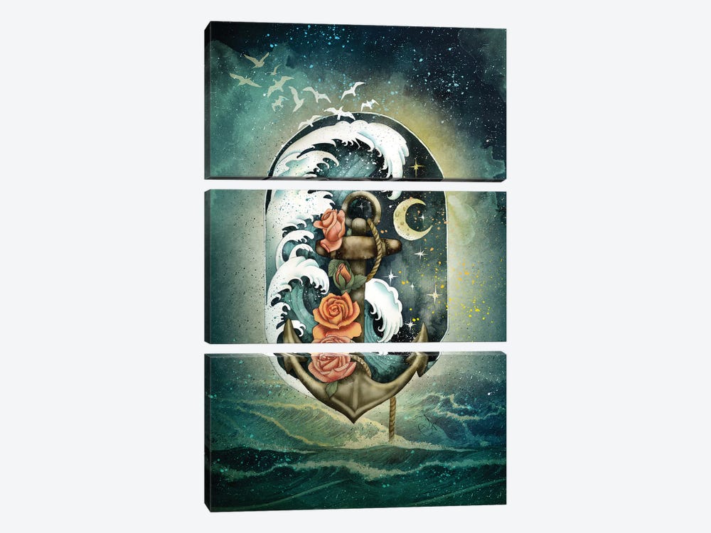 Navigate Waves And Stars by Marine Loup 3-piece Canvas Art Print