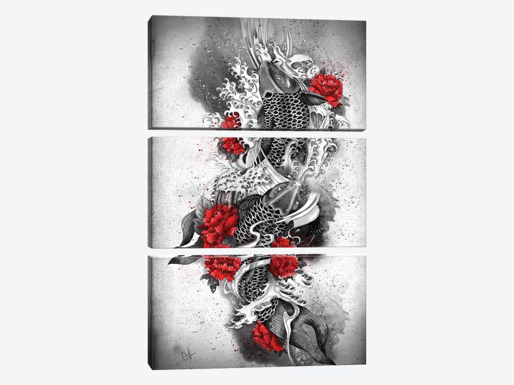 Two Kois by Marine Loup 3-piece Canvas Artwork