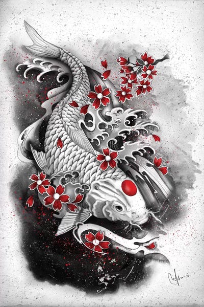 Fish: White Koi by Marine Loup