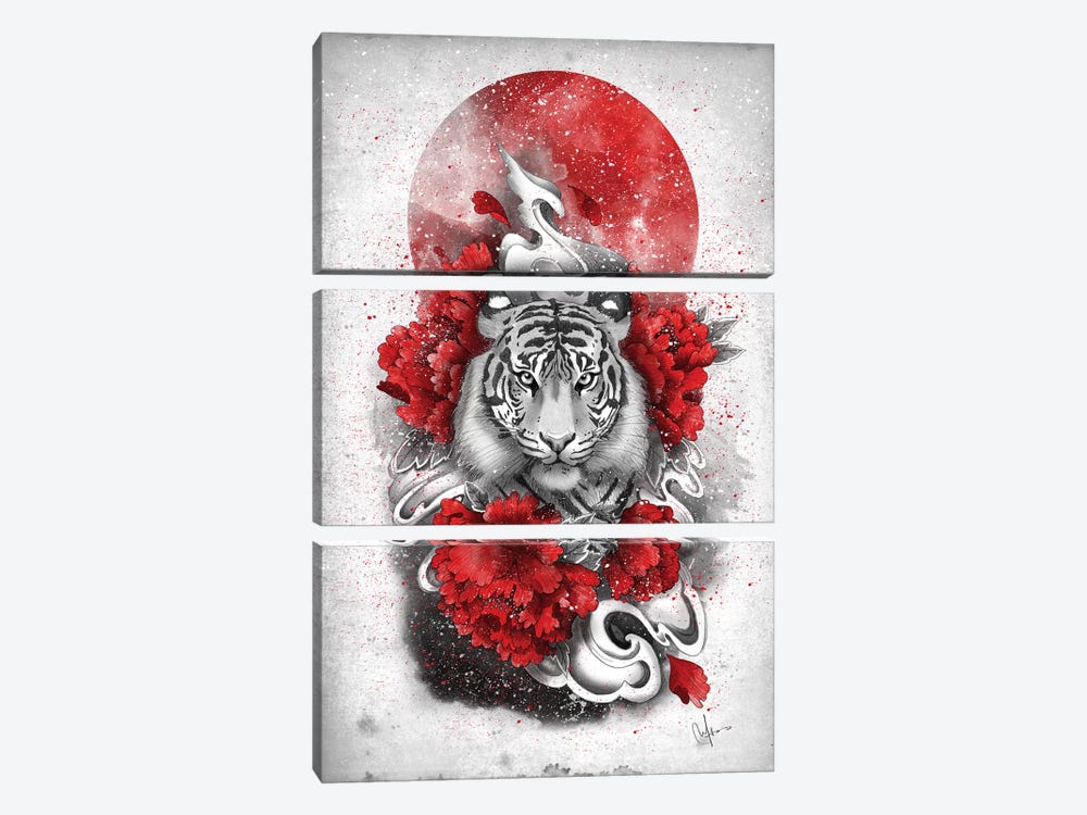 White Tiger by Marine Loup 3-piece Art Print