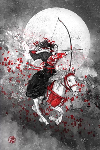 Black & White & Red: Yabusame - Horse And Rider by Marine Loup
