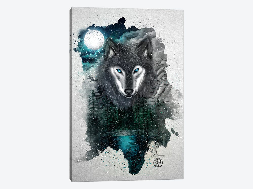 Night Of The Wolf by Marine Loup 1-piece Canvas Wall Art